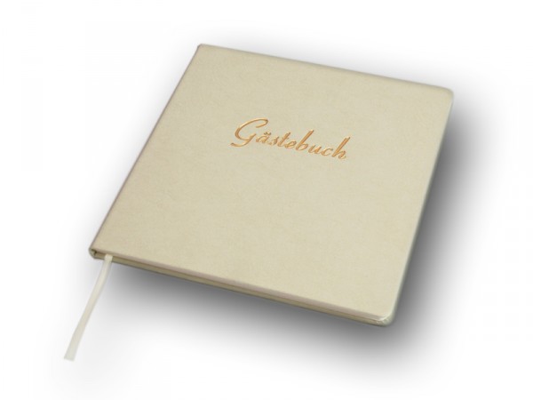 Gästebuch in Lederoptik, creme-weiss