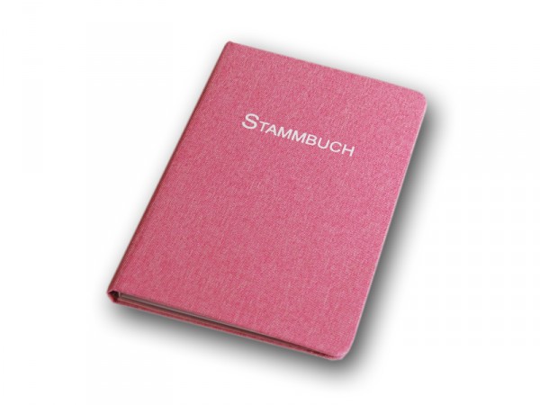 Modernes Leinen Stammbuch im Standesamt-Format, rosa
